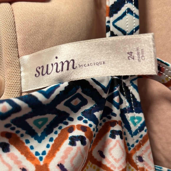 Swim by Cacique (Lane Bryant) Aztec Print Handkerchief Tankini Swim Top Size 24 - Picture 3 of 13